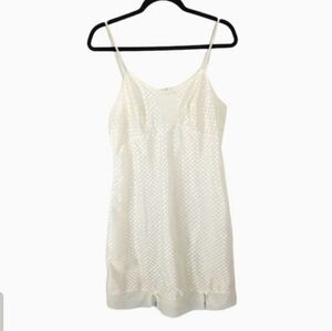 Vintage Pale Cream Lace  Sweetheart Midi Slip Dress sz Medium